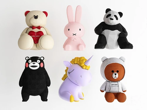 现代儿童动物公仔玩偶3d模型