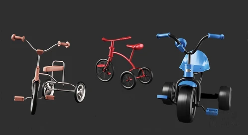 现代儿童脚踏车3d模型