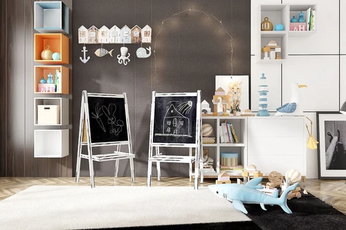 现代儿童画板玩具边柜3d模型