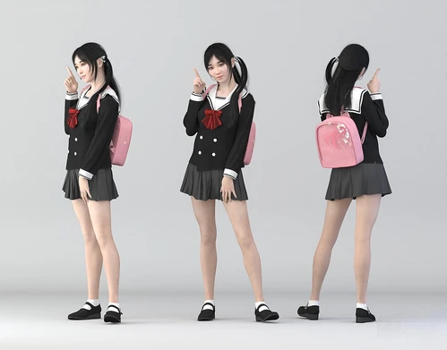 现代女学生人物3d模型