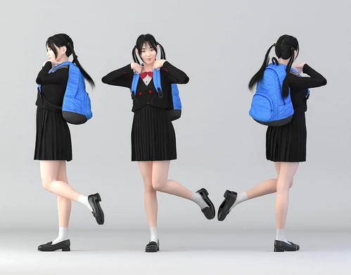 现代女学生人物3d模型