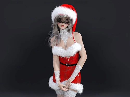 现代女性圣诞人物3d模型
