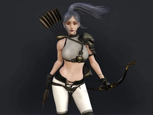 现代女性弓箭射手人物3d模型