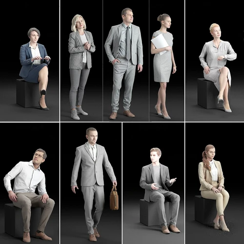 现代男女商务人士3d模型
