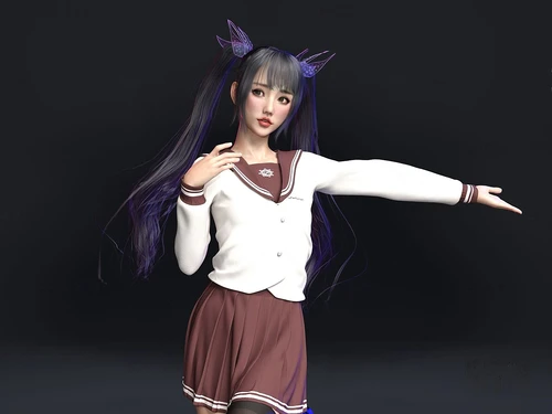 现代JK制服女生人物3d模型