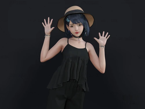 现代小女孩人物3d模型