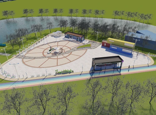 现代广场景观小建筑