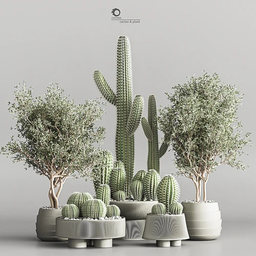 仙人掌和植物卷
