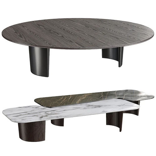 Minotti 现代大理石木质茶几