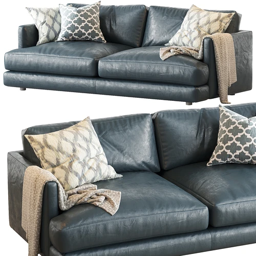 West Elm 现代皮革双人沙发