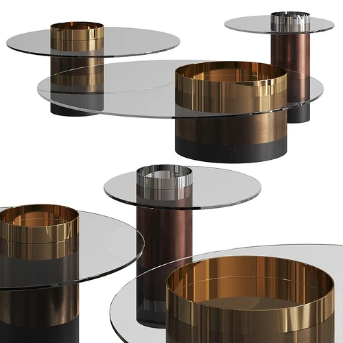Gallotti&Radice 现代玻璃金属茶几边几