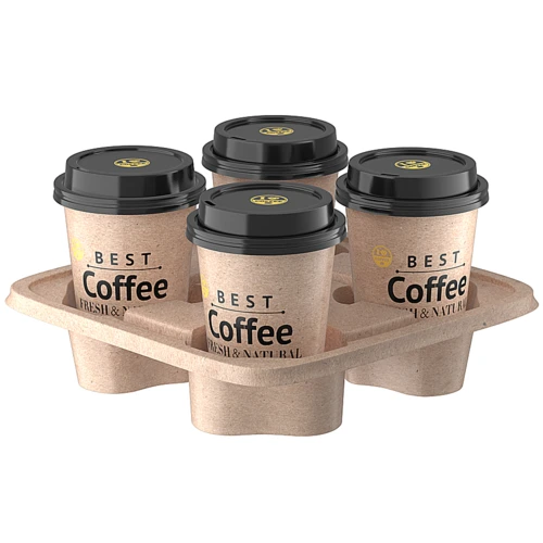 带纸板架的咖啡杯