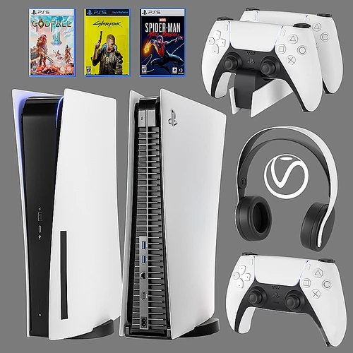 带有耳机的游戏机PS5 Sony PlayStation 5 Vray