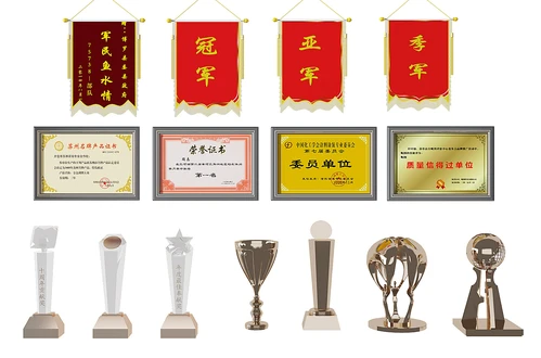 现代奖杯锦旗荣誉证书