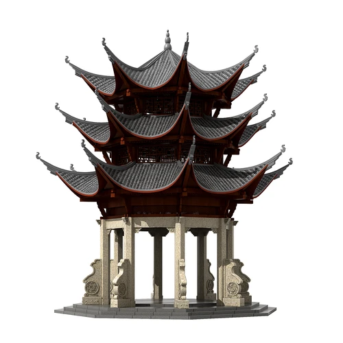 中式古建塔楼佛塔钟楼