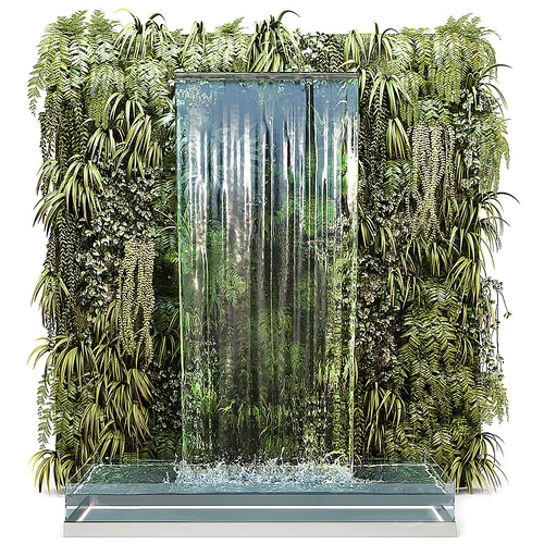 现代绿植墙喷泉