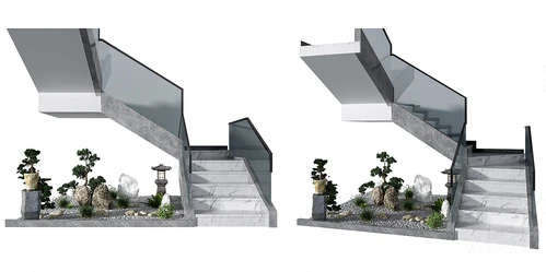 新中式楼梯小品3d模型