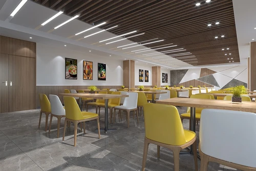 现代员工餐厅食堂3d模型