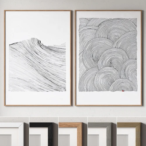 现代抽象浪花挂画3d模型