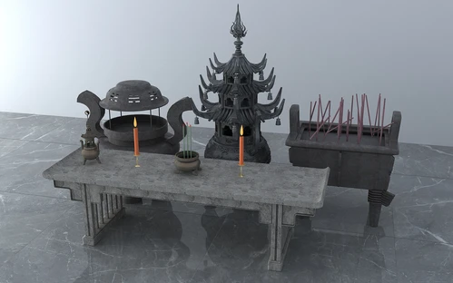 中式香炉条案3d模型