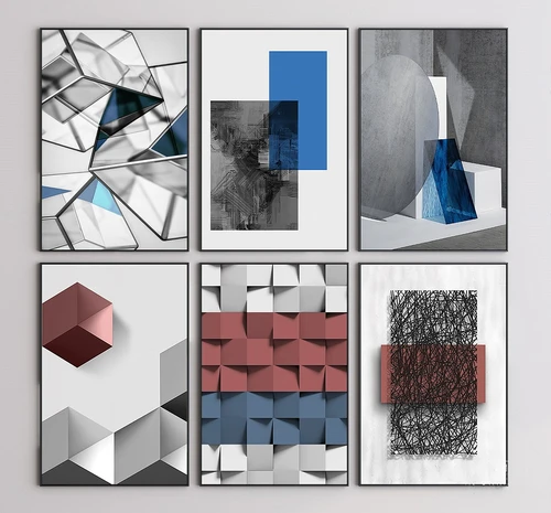 现代几何立体装饰画3d模型