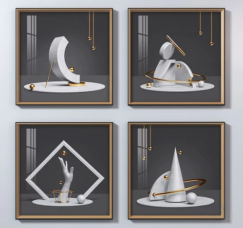 现代晶瓷装饰画3d模型