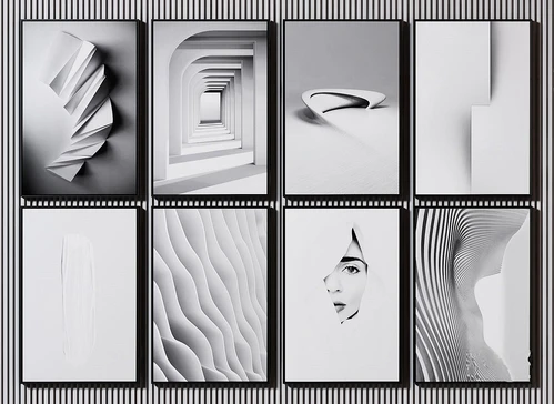 现代黑白装饰画3d模型