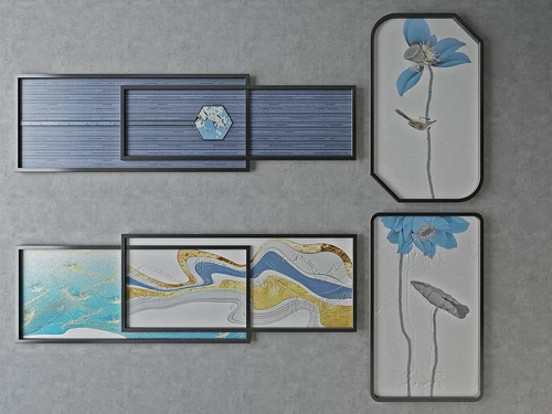 新中式水墨装饰画3d模型