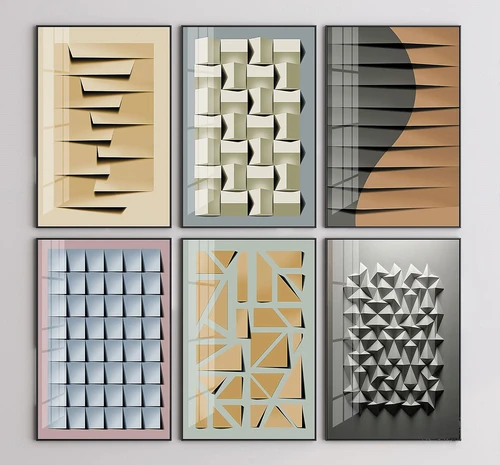 现代立体几何装饰画挂画3d模型