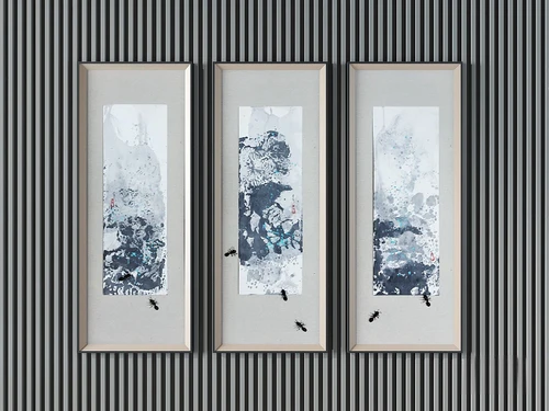 新中式水墨装饰画3d模型