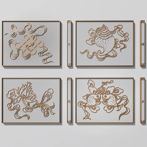 中式雕花雕板画3d模型