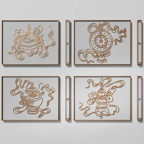 中式雕花雕板画3d模型