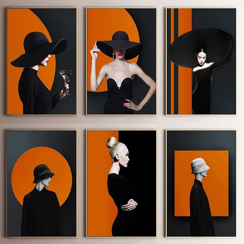 现代女性人物装饰画3d模型