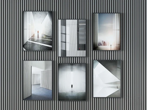 现代光影建筑装饰画3d模型