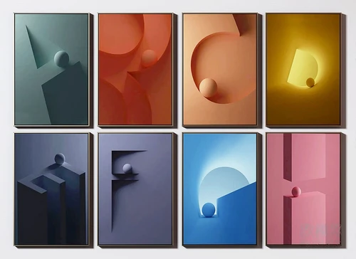 现代艺术字母装饰画3d模型