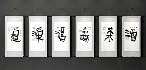 中式卷轴书法挂画3d模型