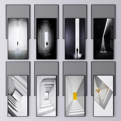 现代黑白装饰画3d模型