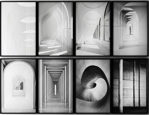 现代黑白挂画建筑挂画3d模型
