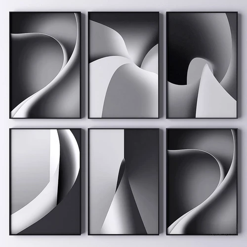 现代黑白艺术装饰画3d模型