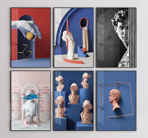 现代人物雕塑装饰画3d模型