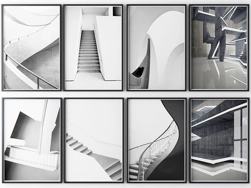 现代楼梯建筑挂画3d模型