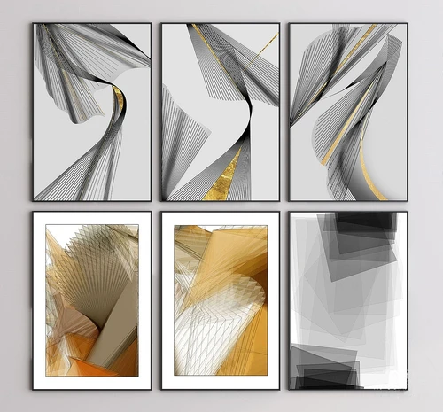 现代线条装饰画3d模型