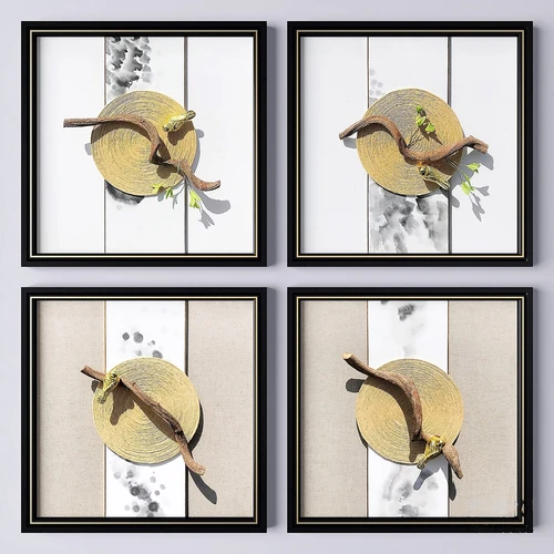 新中式花鸟立体装饰画3d模型