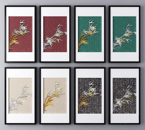新中式竹子装饰画3d模型