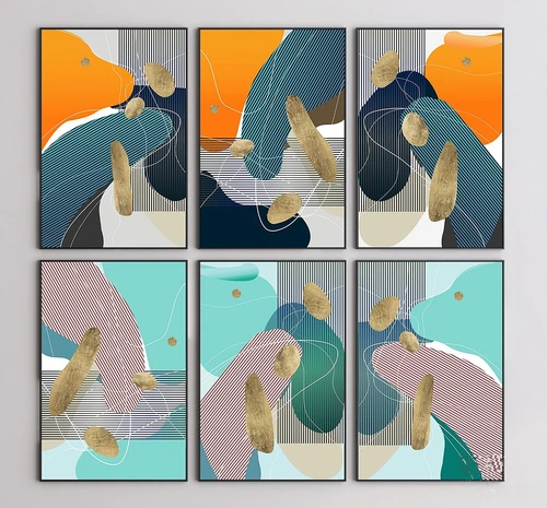 现代抽象色彩装饰画3d模型