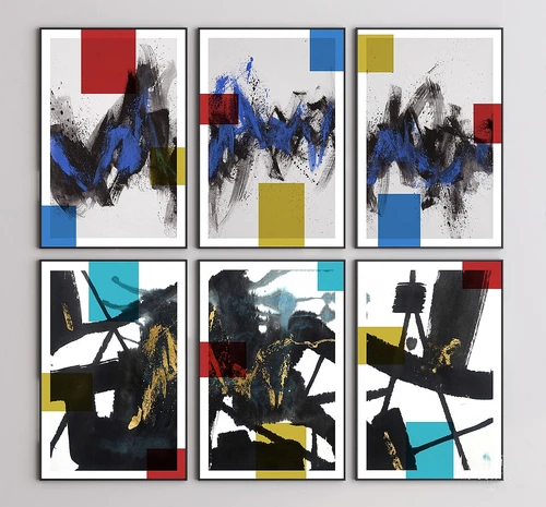 现代抽象装饰画3d模型