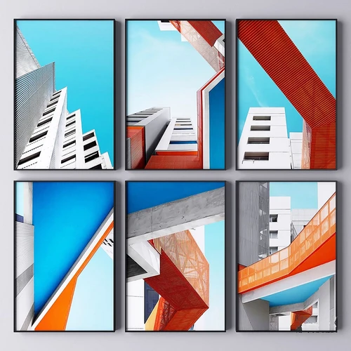 现代抽象建筑装饰画3d模型