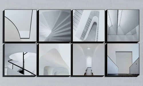 现代极简建筑装饰画3d模型