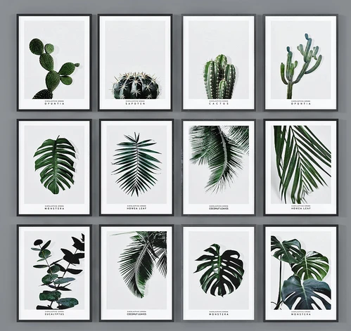 北欧植物树叶装饰画