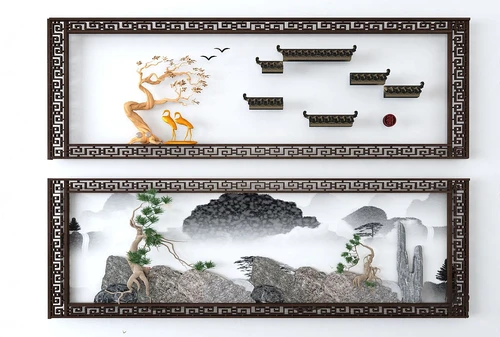 新中式立体装饰画3d模型